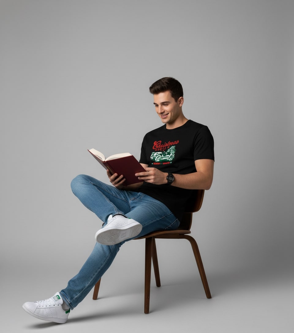 Men Printed Black Cotton Tshirt