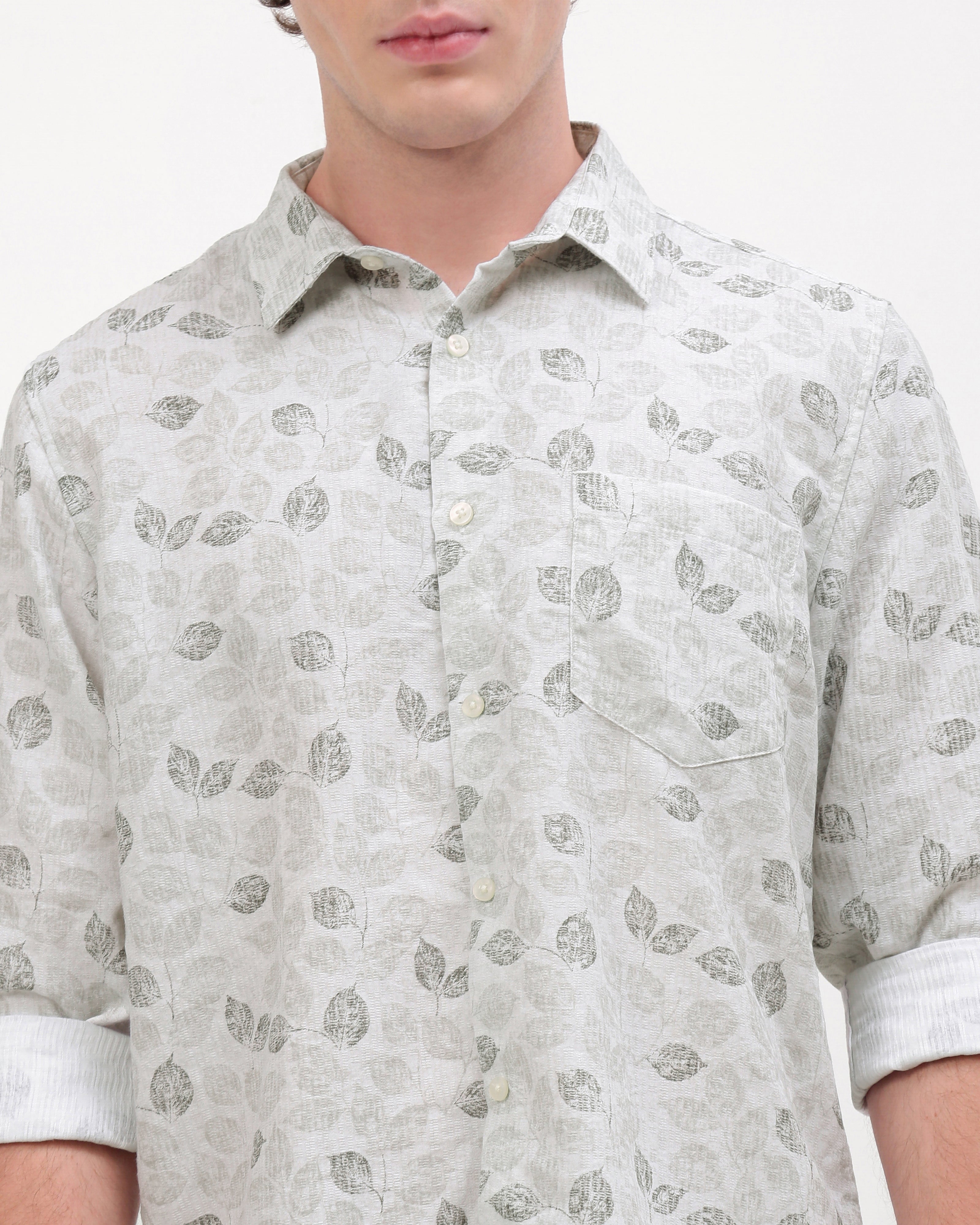 Men Beige Slim Fit Shirt