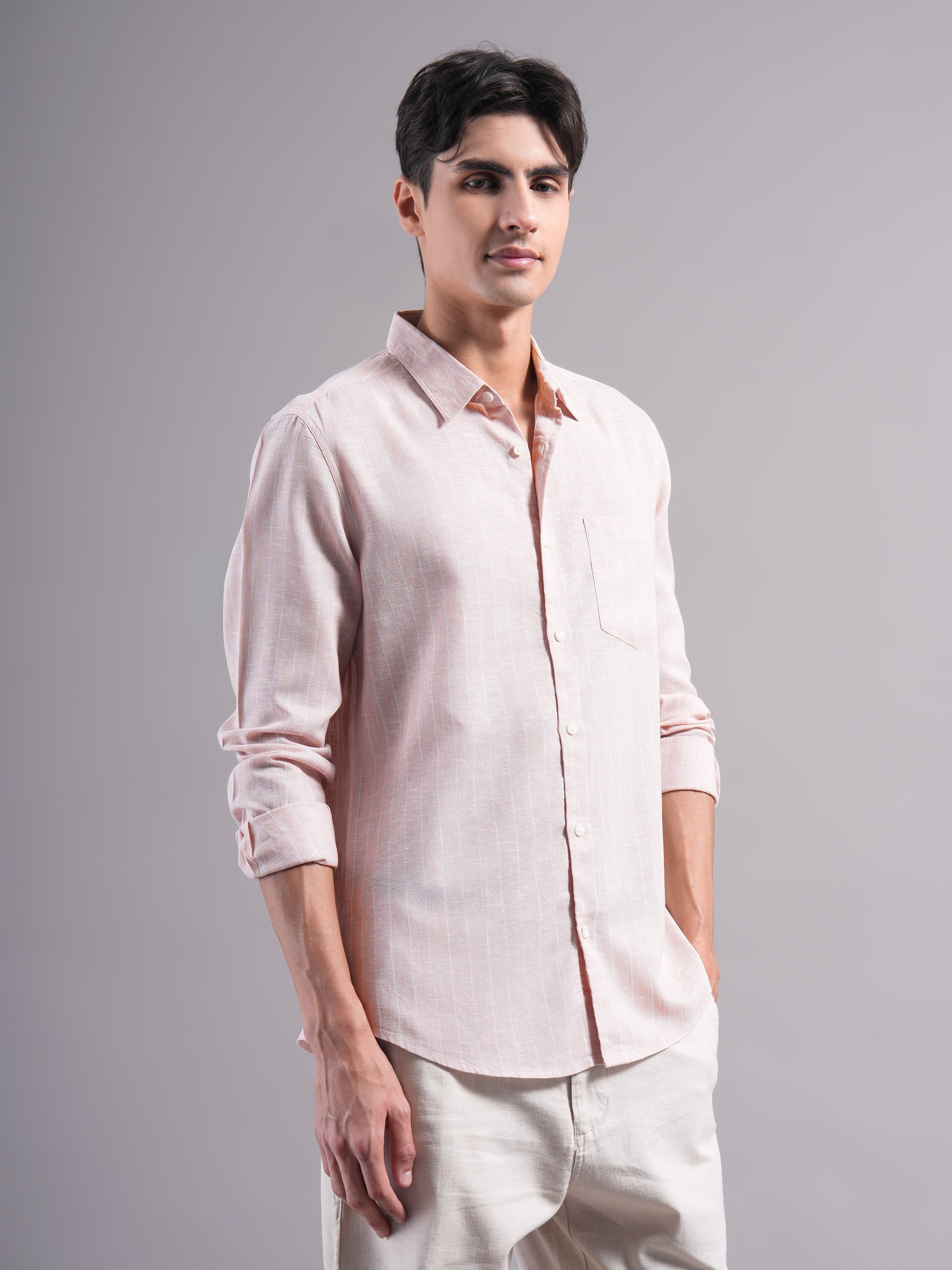 Men Lyocell Striped Shirts