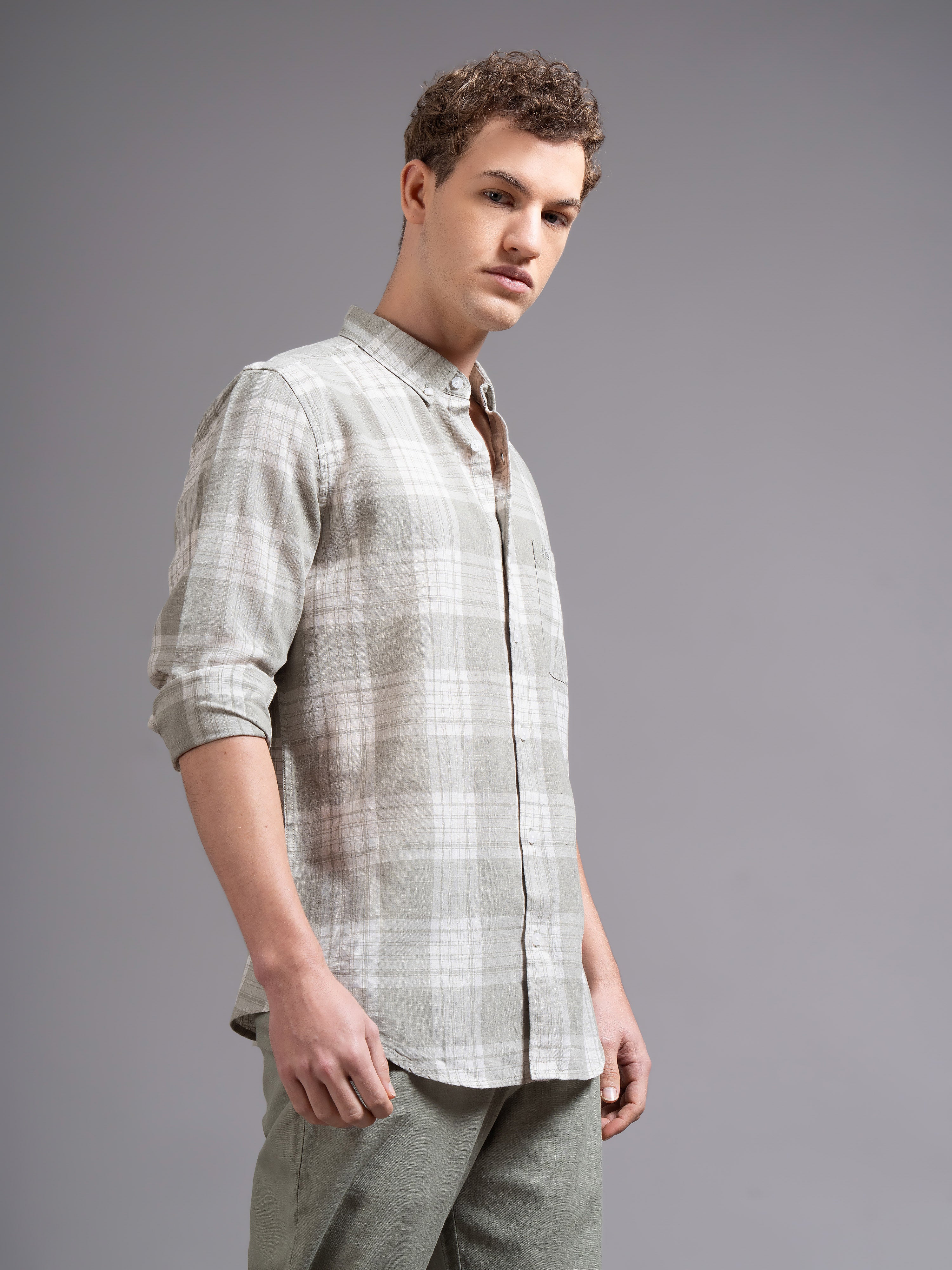 Men Green Geometric Print Shirt