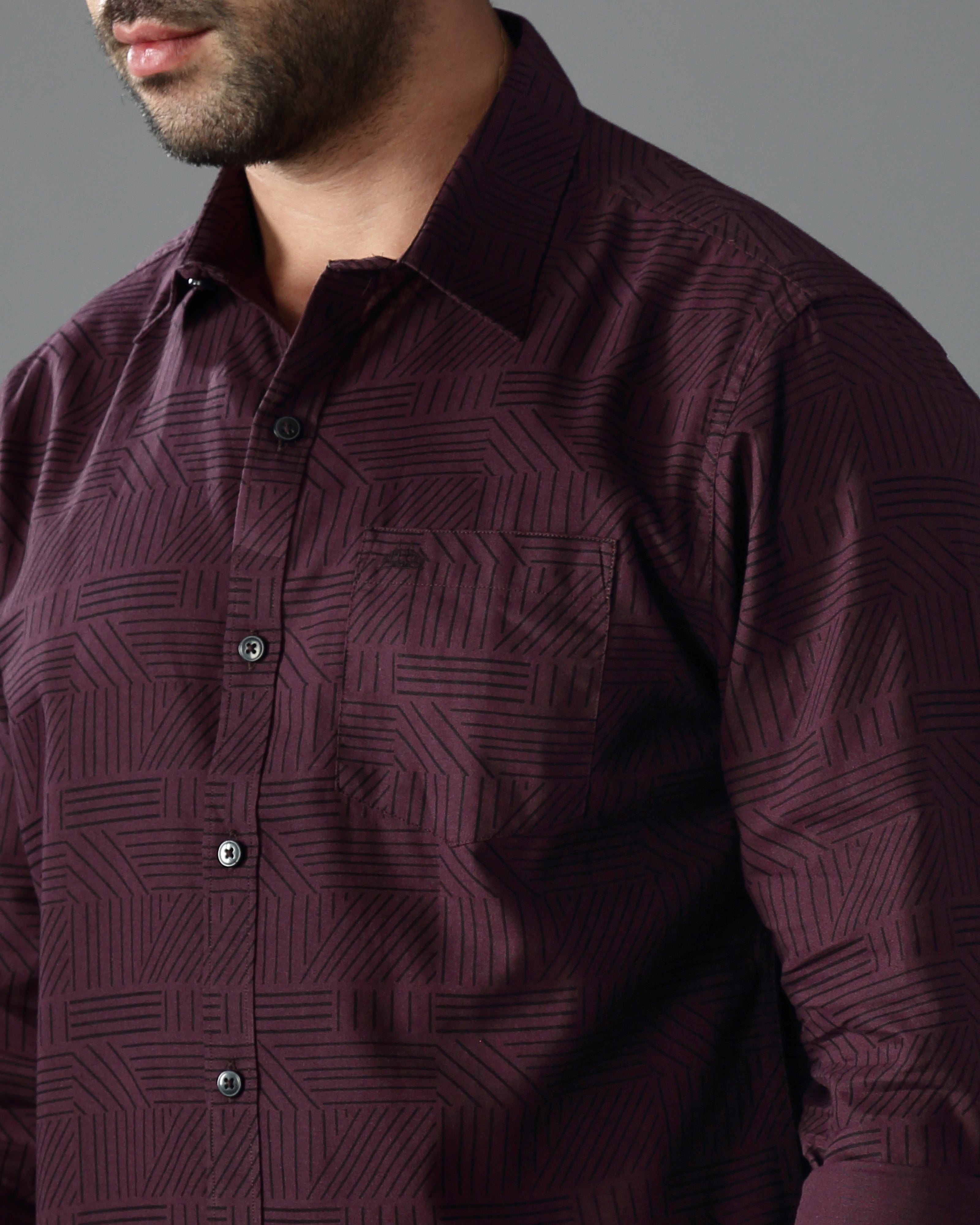 Men Burgundy Cotton Slim Shirt