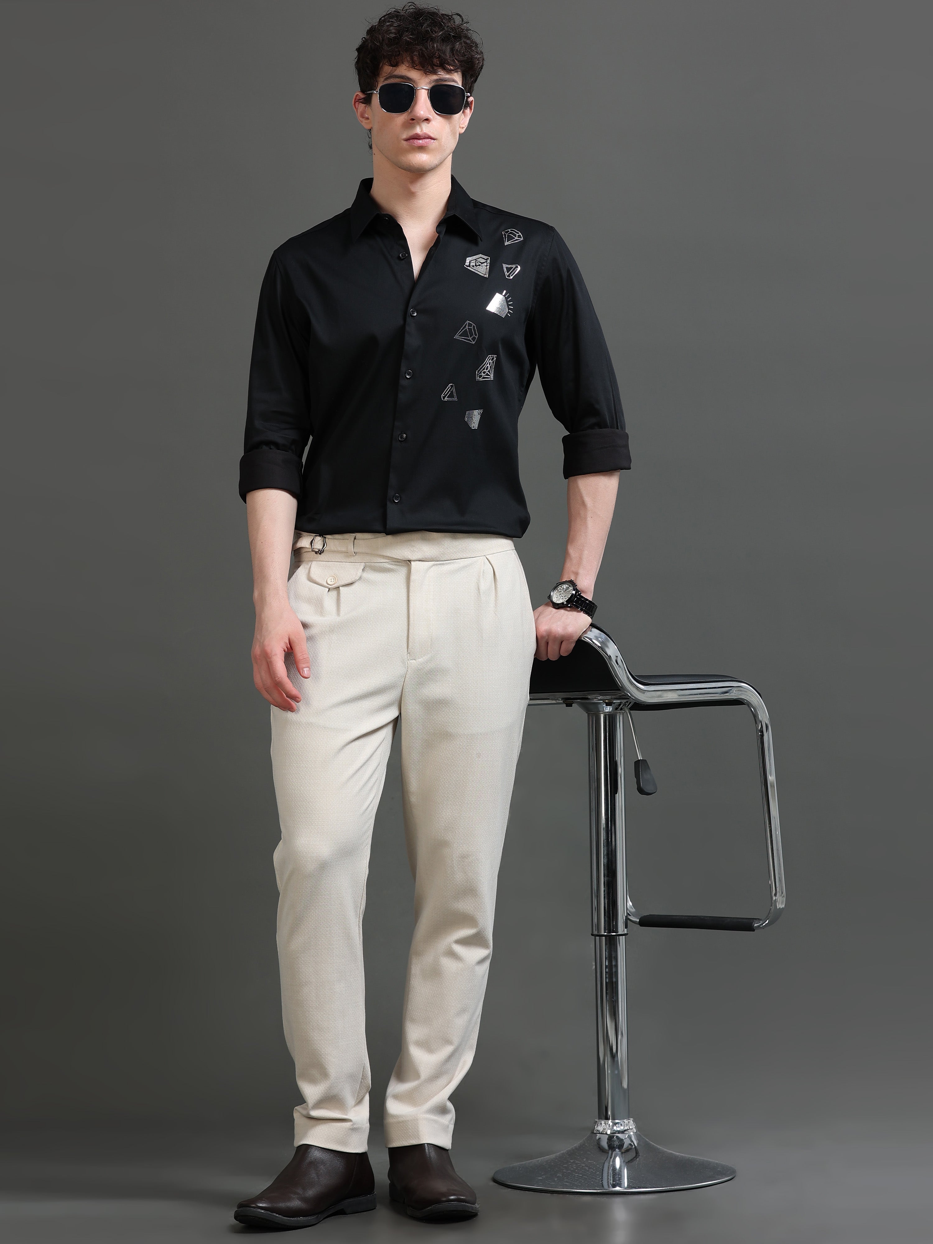 Men Black Solid Shirt