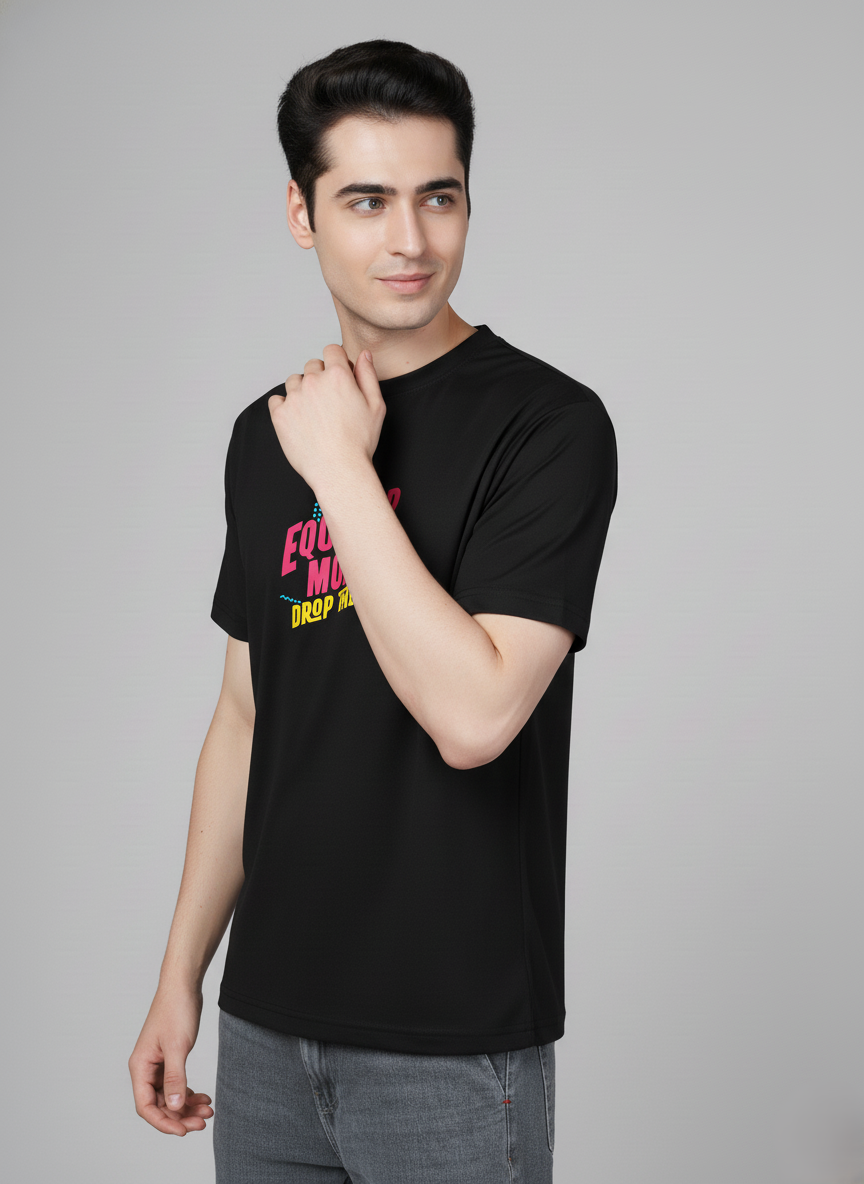 Men Cotton Black Printed Tshirt