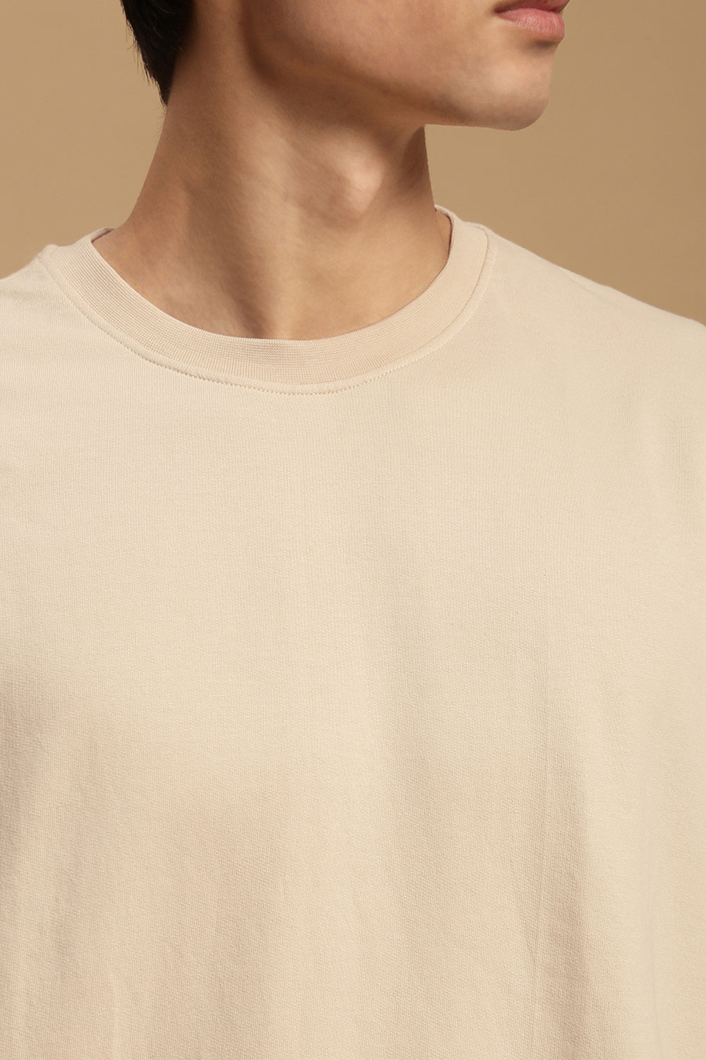 Men Beige Half Sleeve T-Shirt