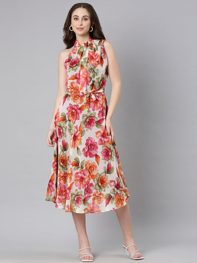 Women Floral Woven Maxi Chiffon Dress