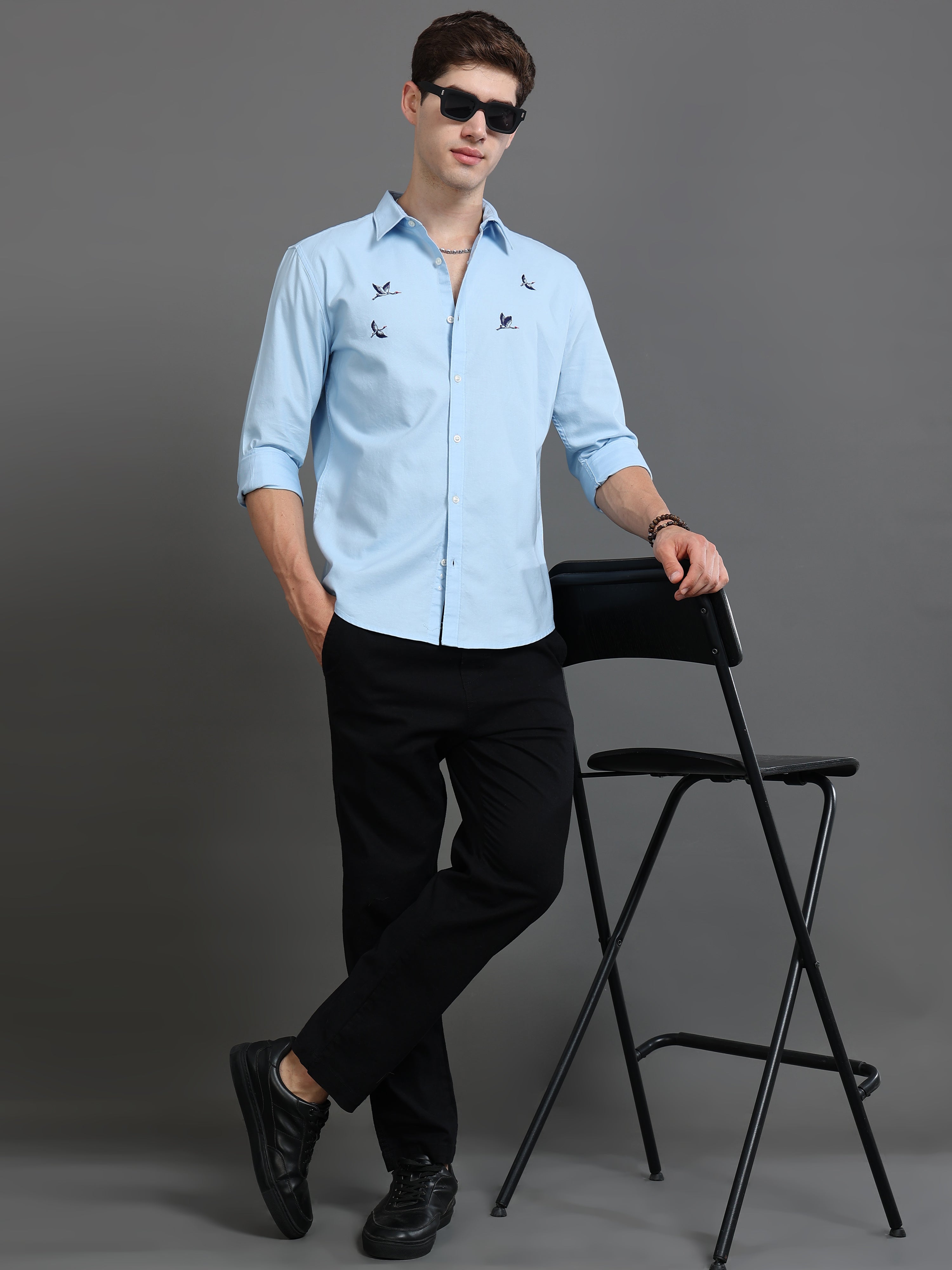 Men Blue Printed Shirt