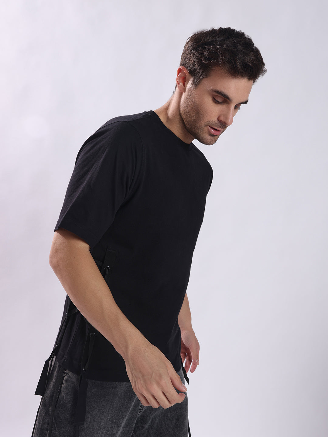 Men Black Cotton Oversized T-Shirt