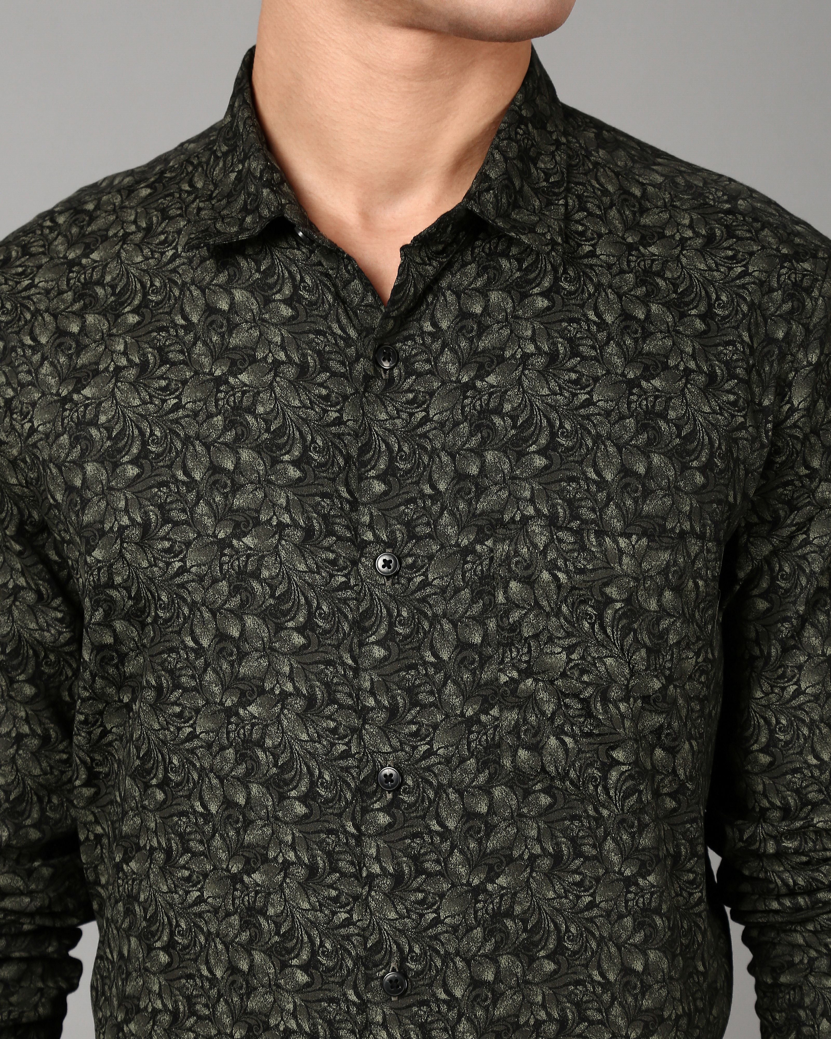 Men Olive Slim Fit Shirt