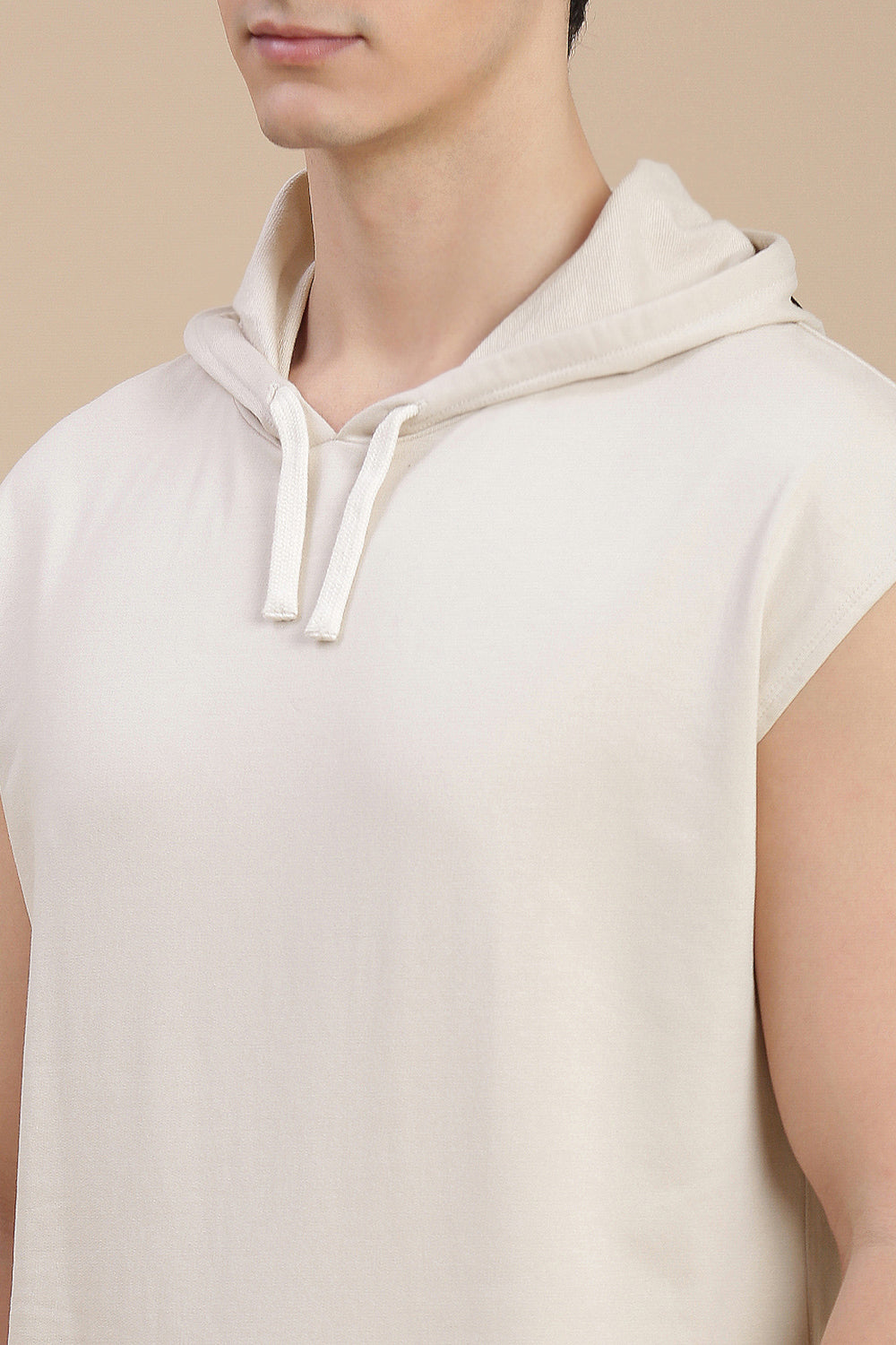 Men Grey Sleeveless Hoodie