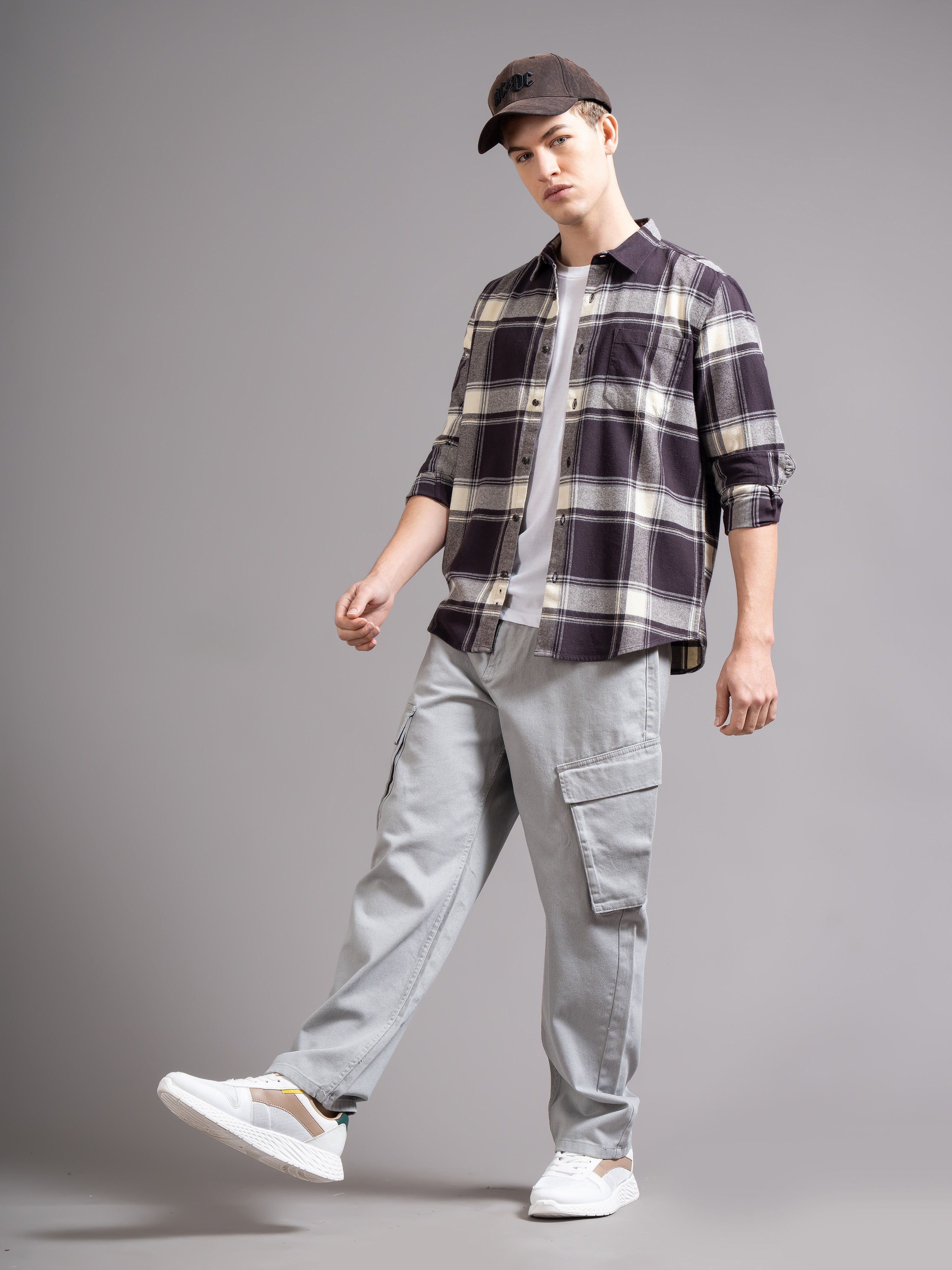 Men Brown Flannel Checked Shirt