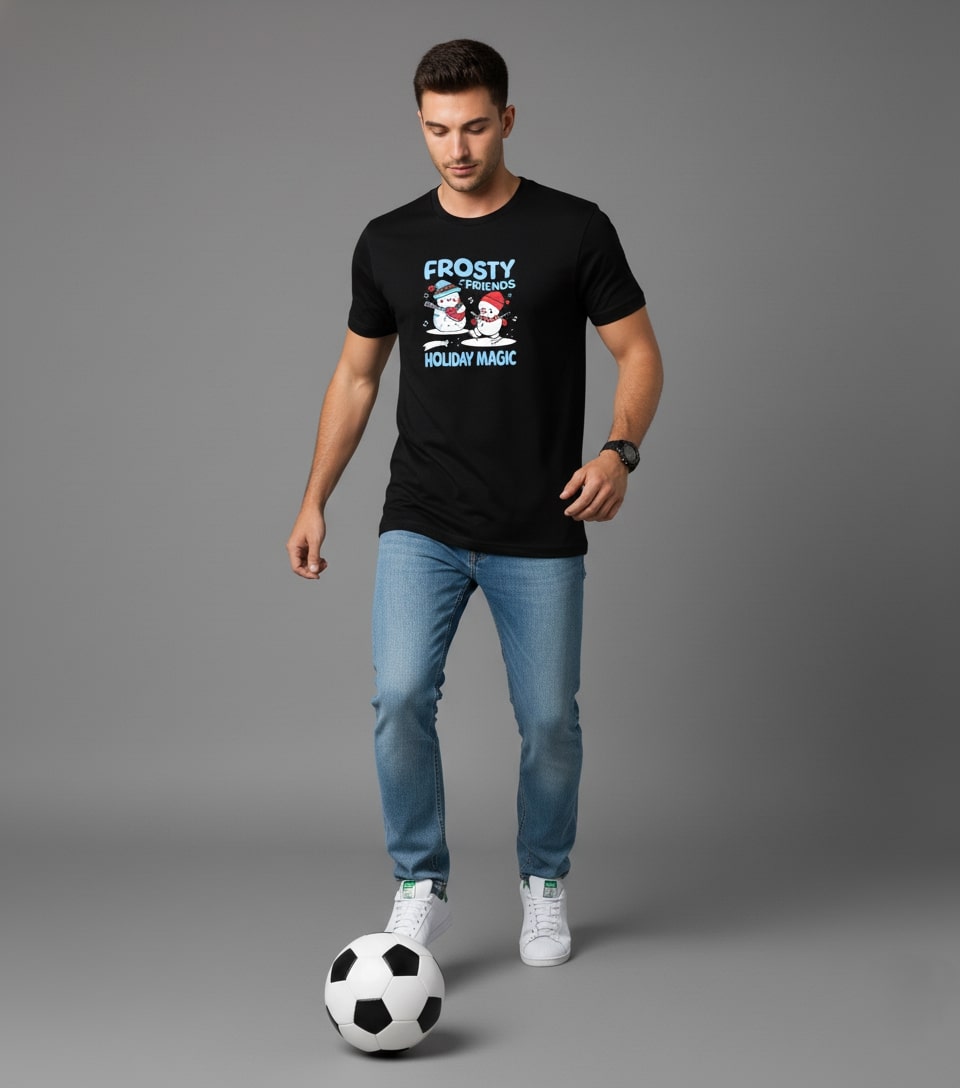 Men Printed Black Cotton Tshirt