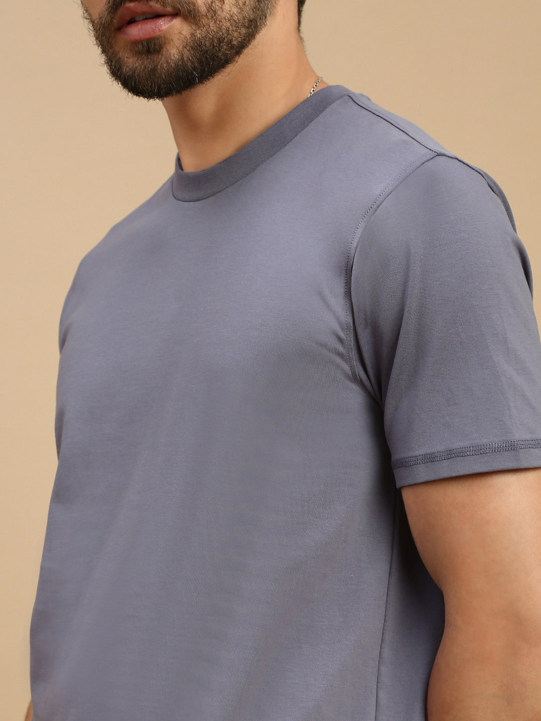 Men Blue High Neck Tee