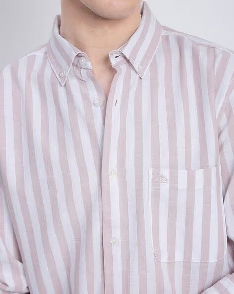 Men Mauve Striped Shirt
