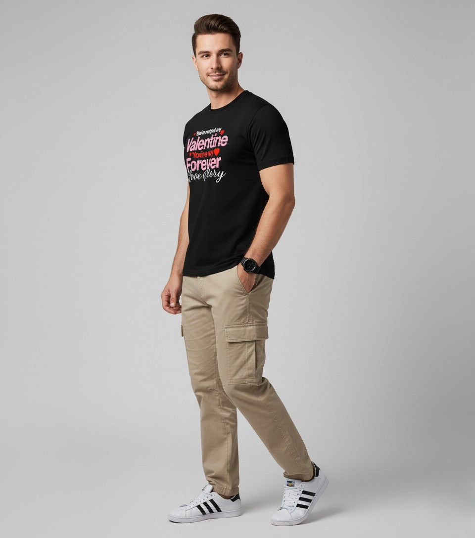 Men Printed Black Cotton Tshirt
