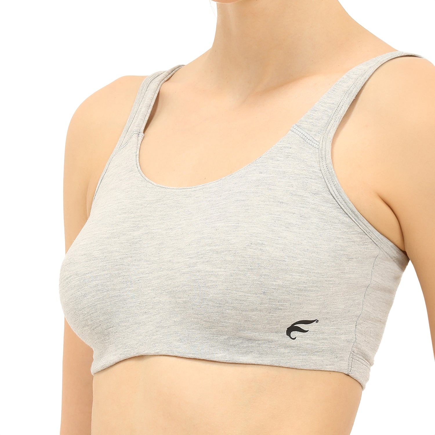 Non-padded Non-wired Full Coverage Slip-on Moulded Double Layered Sports Bra