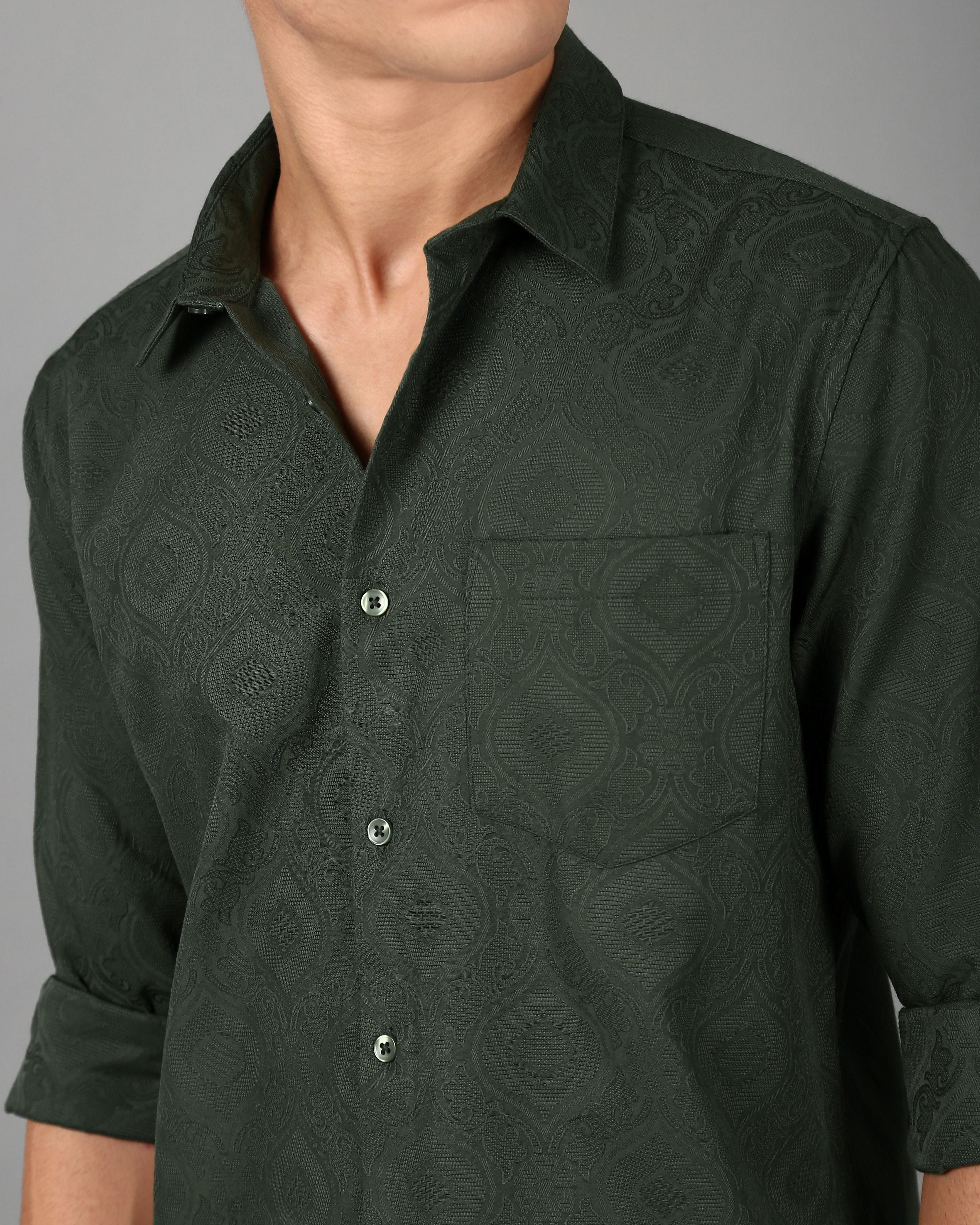 Men Olive Casual Shirt