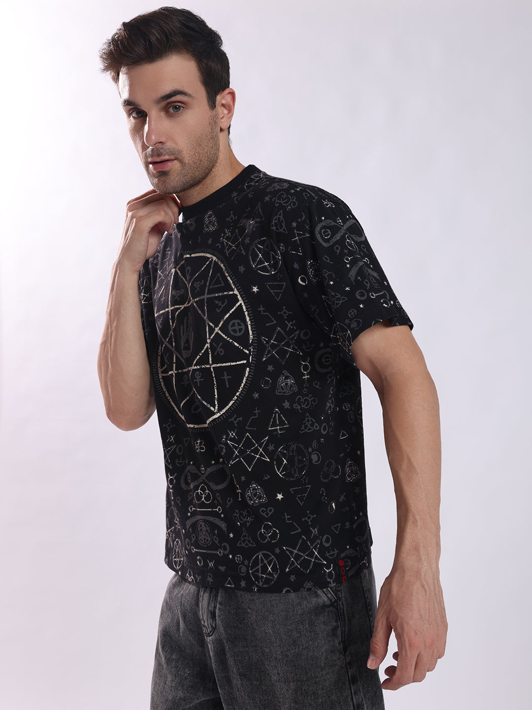 Men Black Cotton Oversized T-Shirt