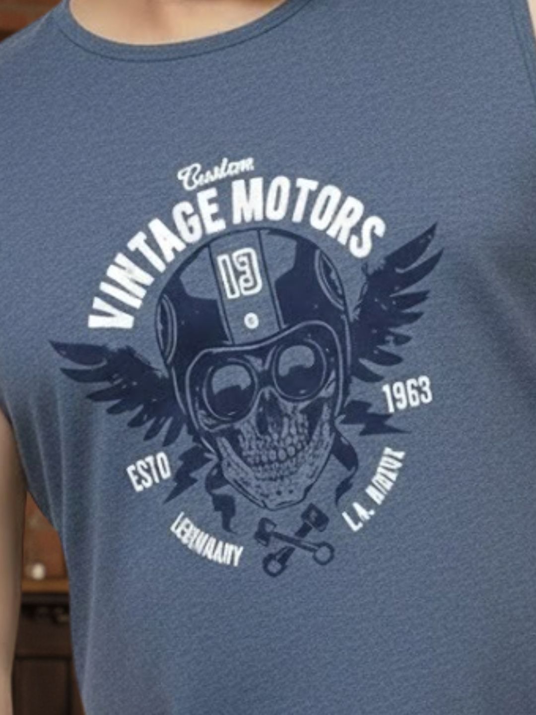 Men Blue Printed T-shirt