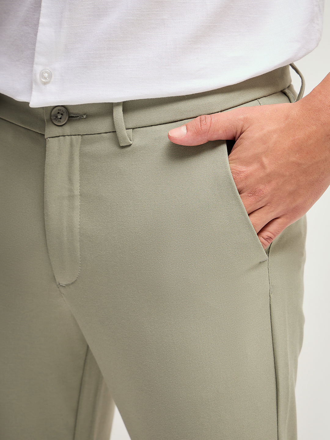 Men Green 4 Way Stretch Formal Trouser