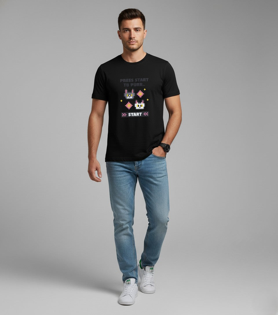 Men Printed Black Cotton Tshirt