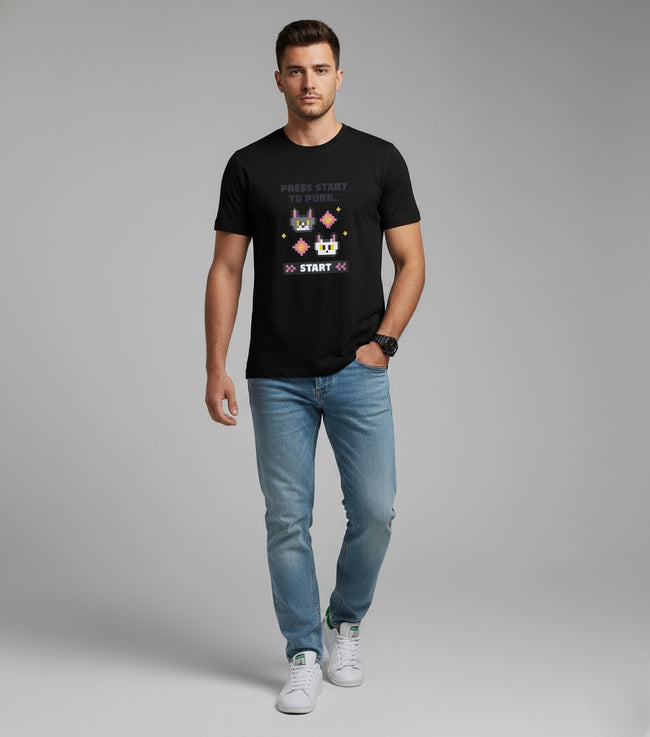 Men Printed Black Cotton Tshirt