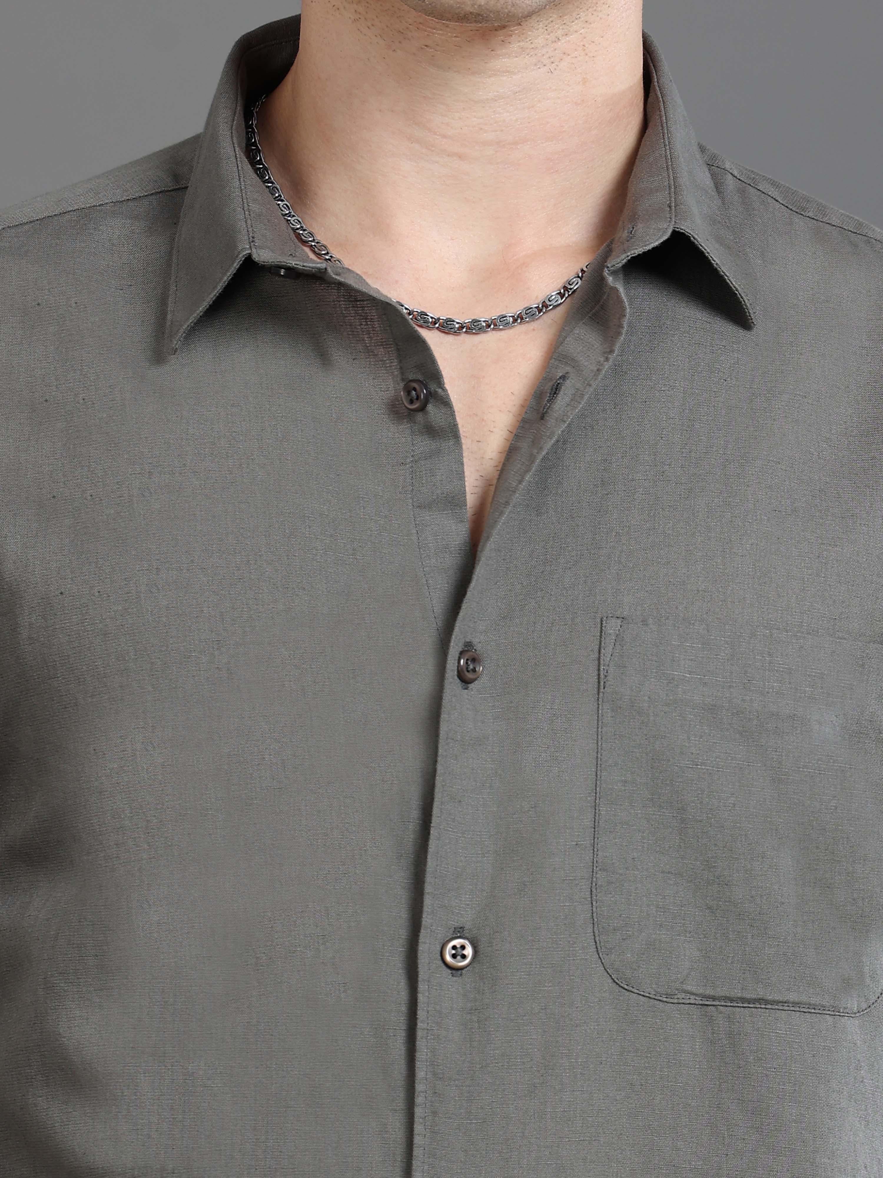 Men Grey Slim Fit Shirt