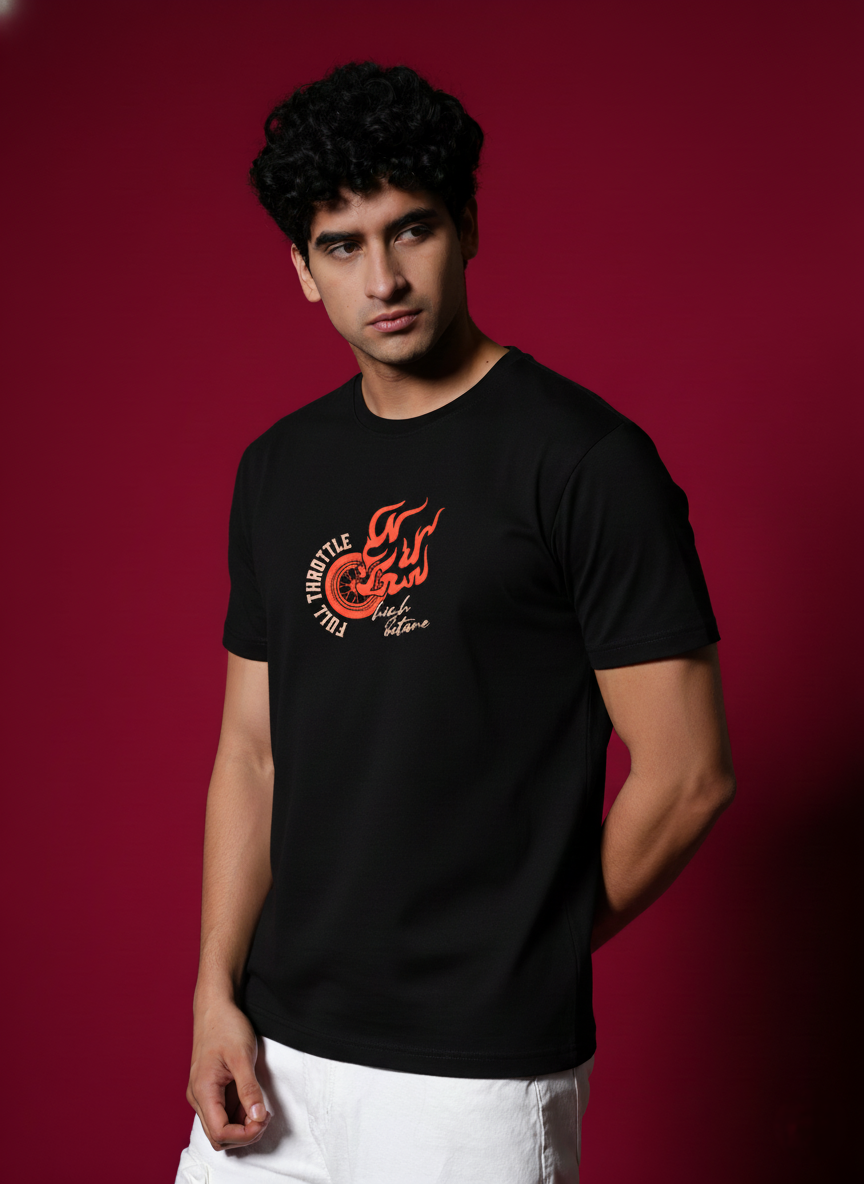 Men Round Neck Cotton T-Shirt