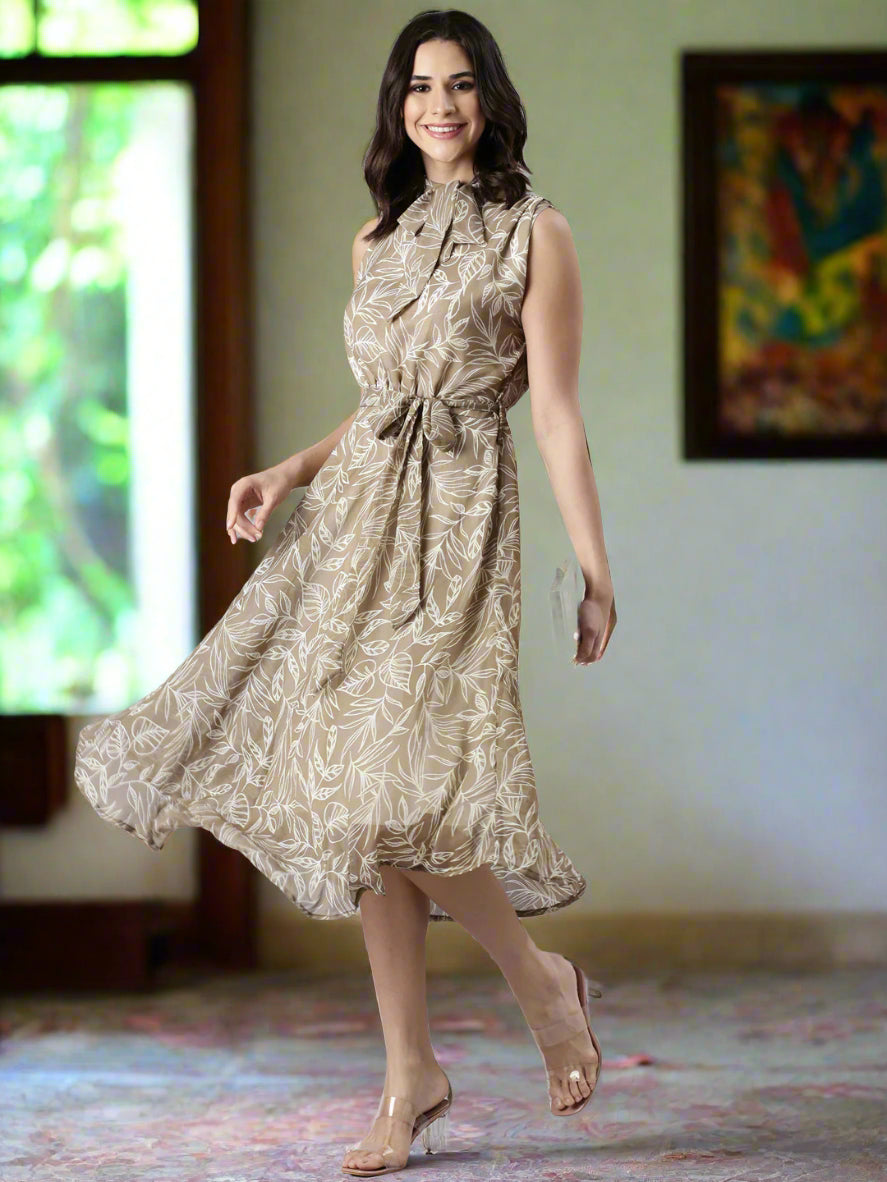 Women Floral Woven Midi Chiffon Dress