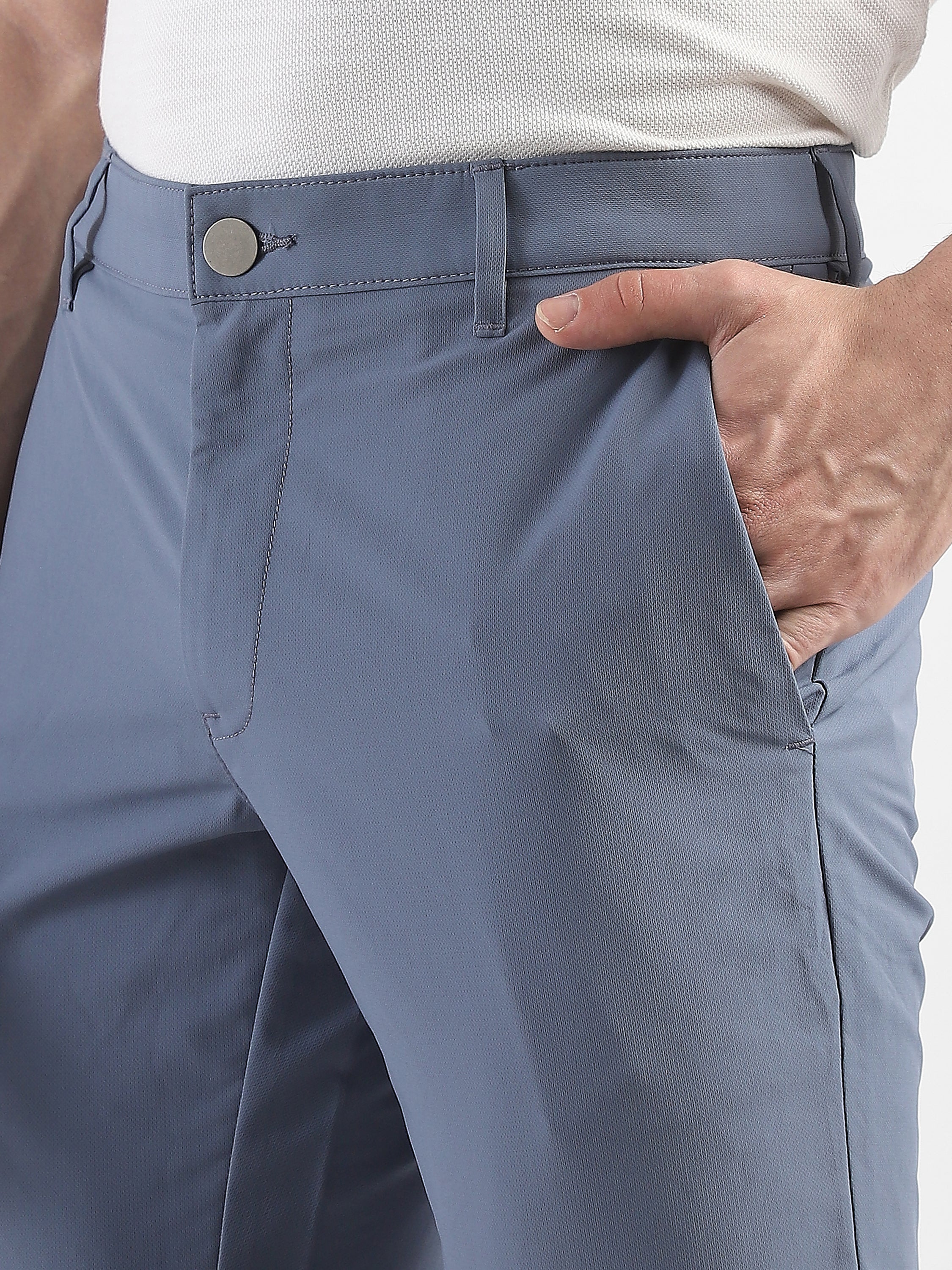 Men Blue Slim Fit Formal Trouser