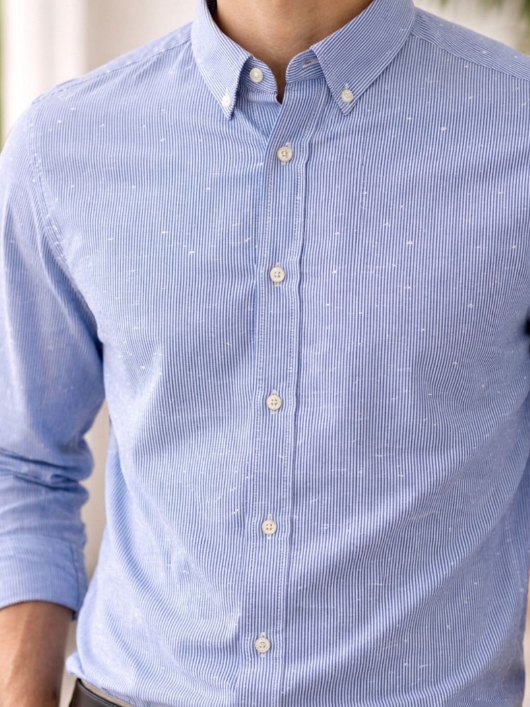 Men Blue Striped Shirt