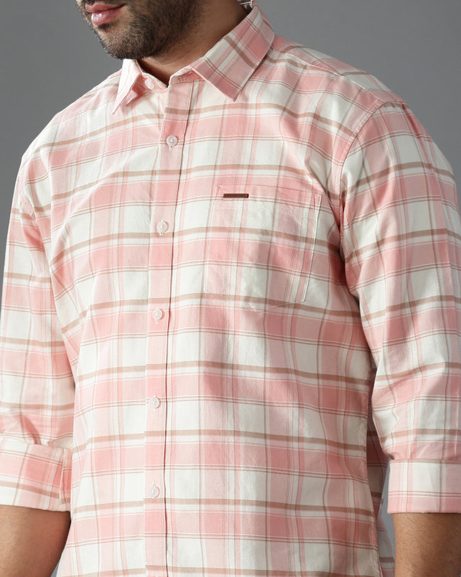 Men Orange Cotton Slim Shirt