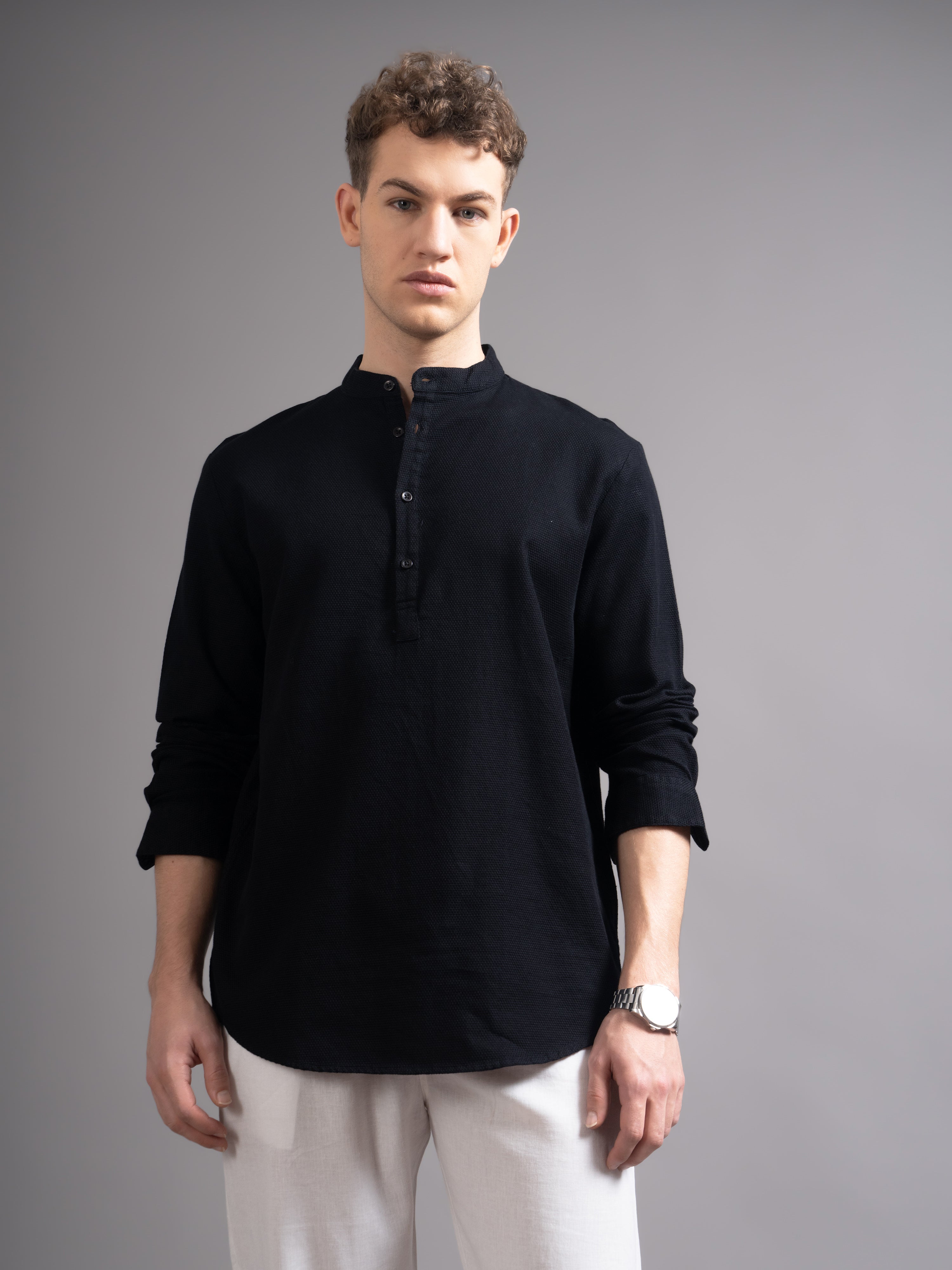 Men Black Kurta Shirt