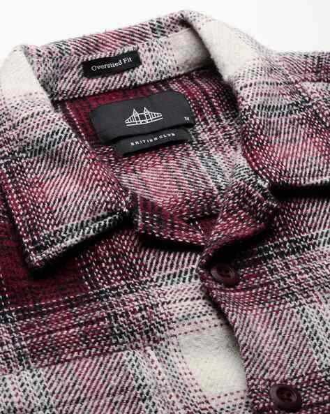 Men Burgundy Oversized Fit Shacket