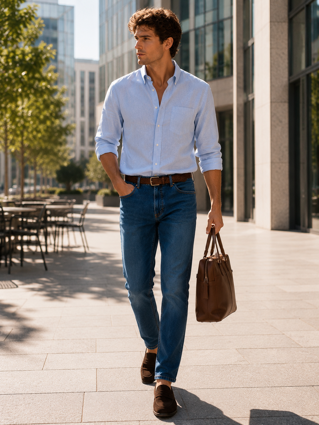 Men Dark Blue Straight Fit Jeans
