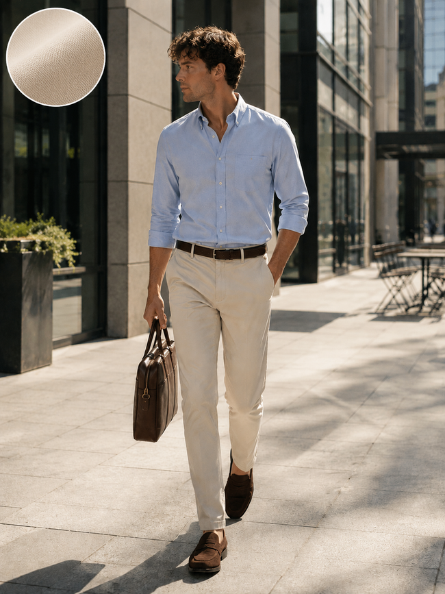 Men Cream Essential Chino Pants