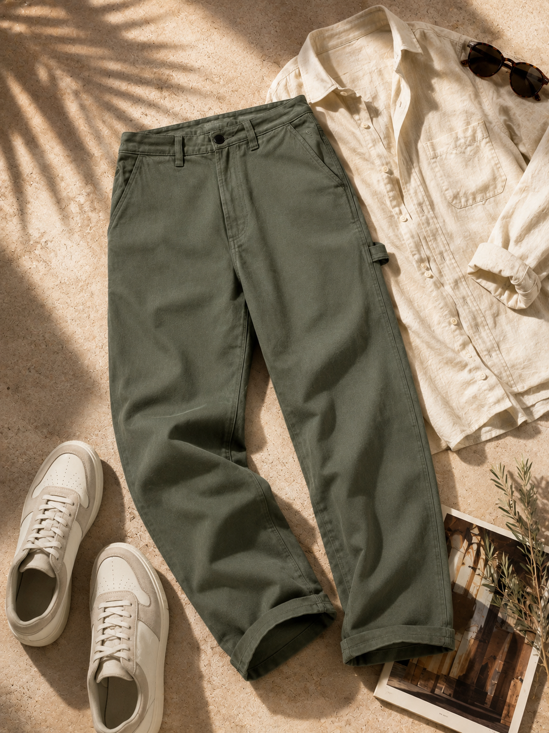 Men Green Mid Rise Straight Fit Jeans