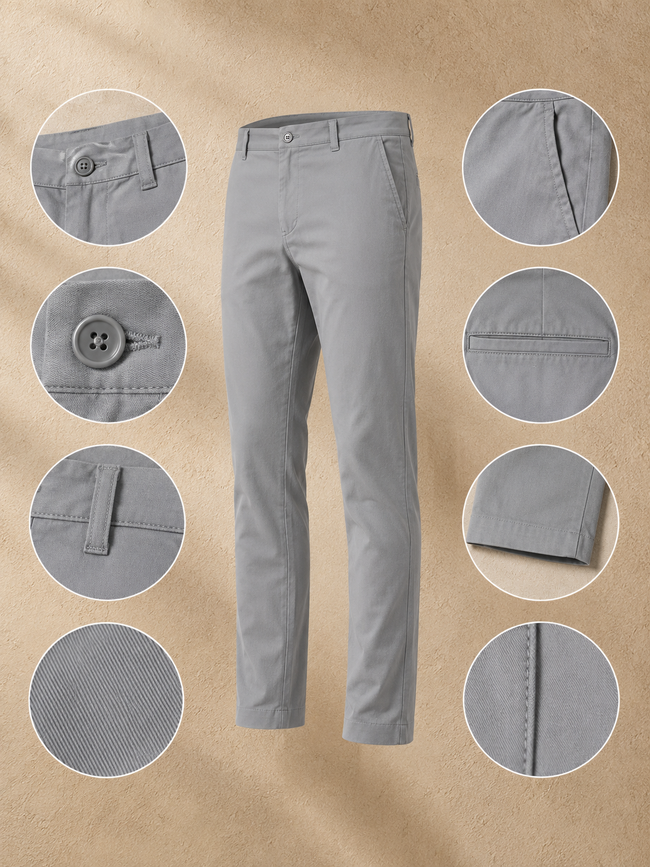 Men Grey Tailored Fit Trousers