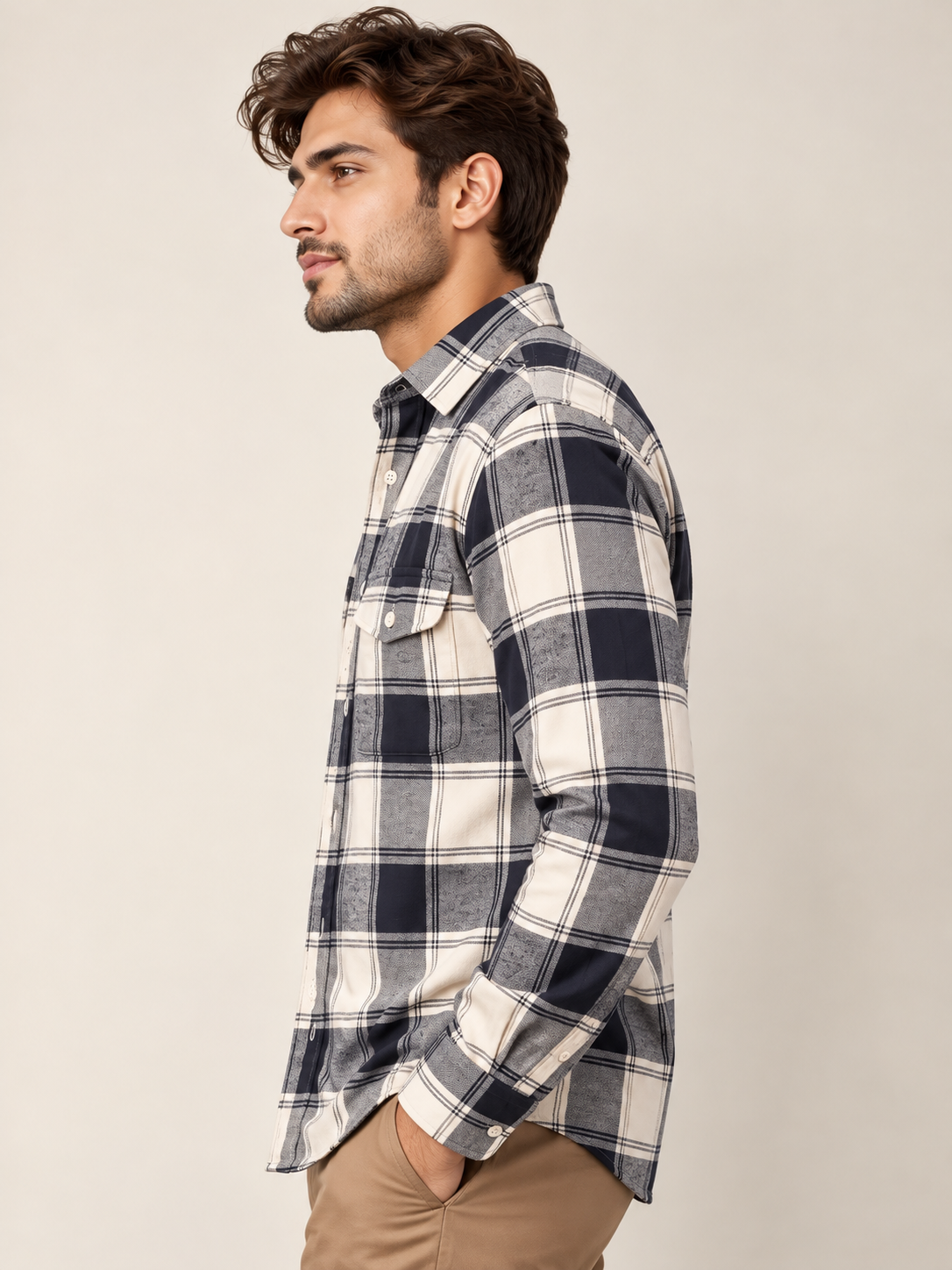 Men Blue Checked Shirt