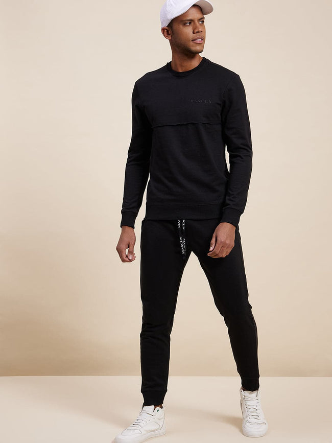 Men Black Mascln Puff Print Sweatshirt