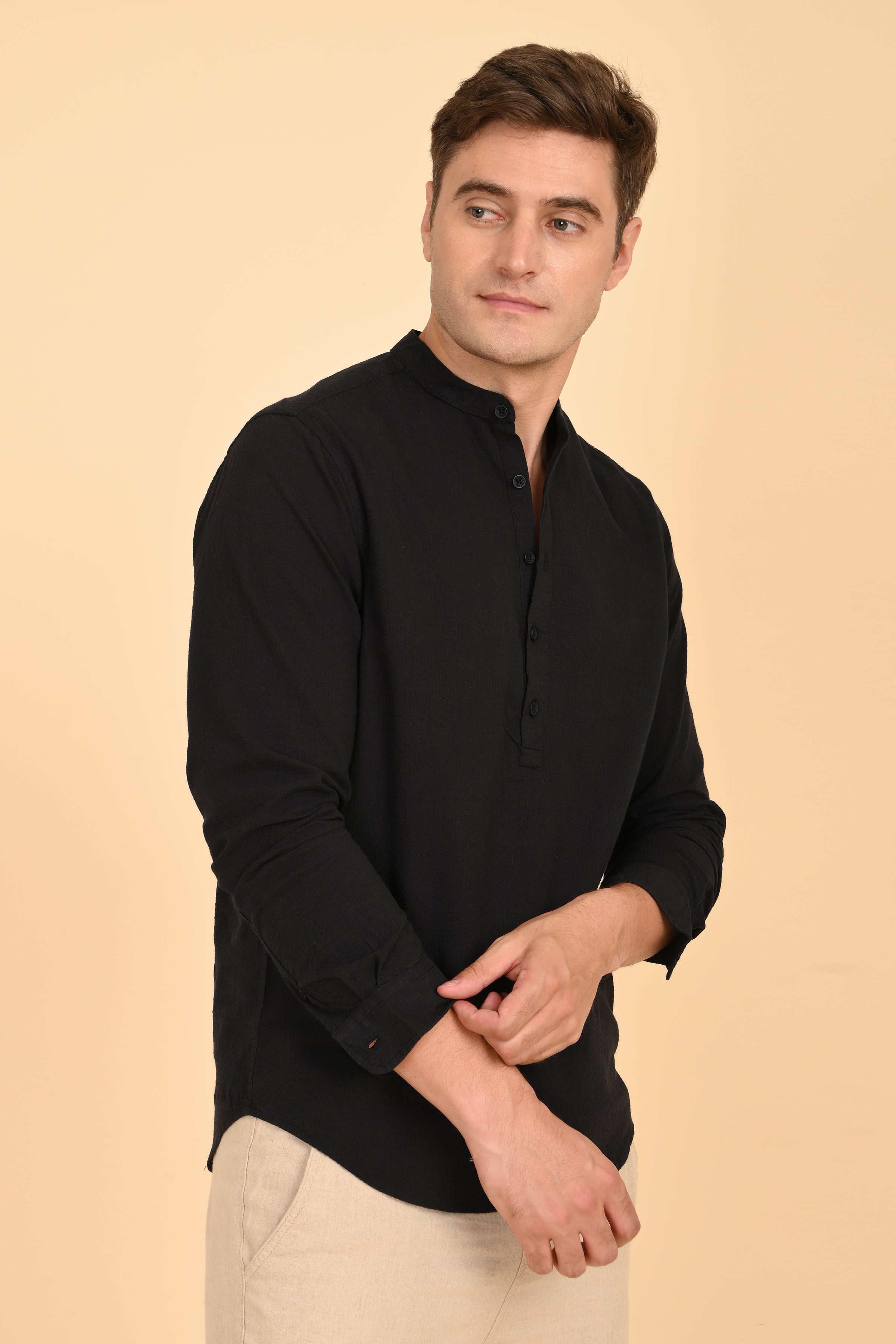 Men Seersucker Kurta Shirt