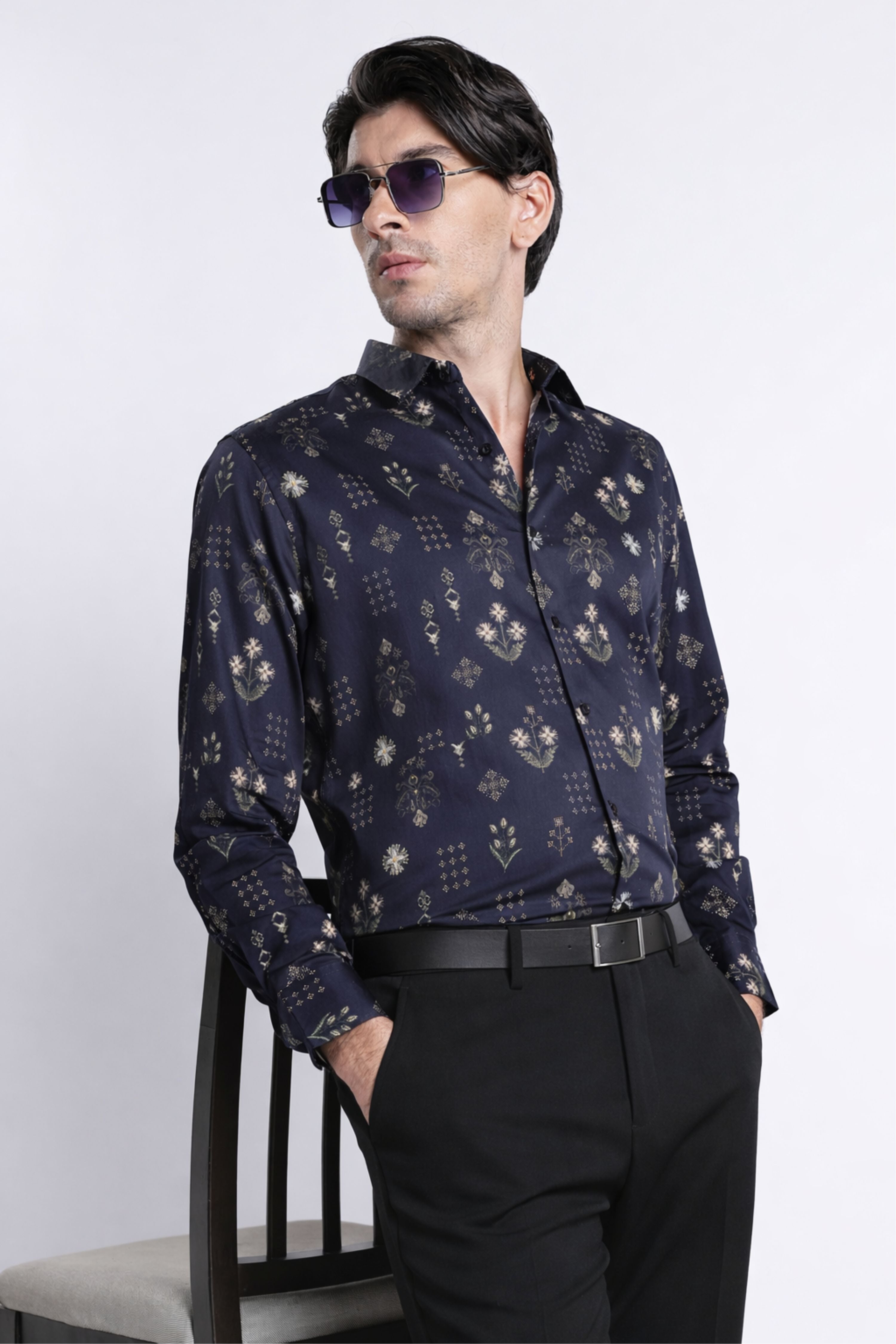 Men Refined Floral Digital Print Shirt