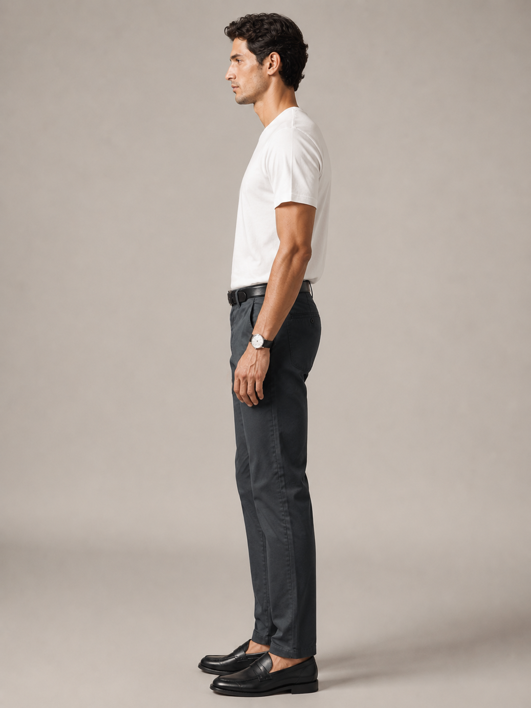 Men Dark Grey Tailored Fit Trousers