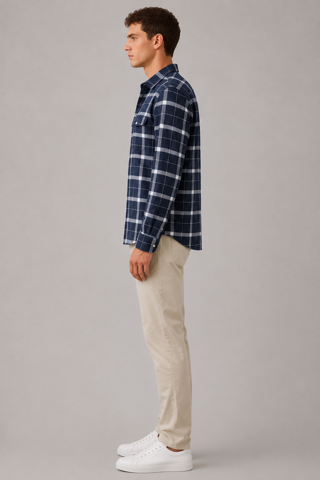 Men Navy Modern Check Shirt