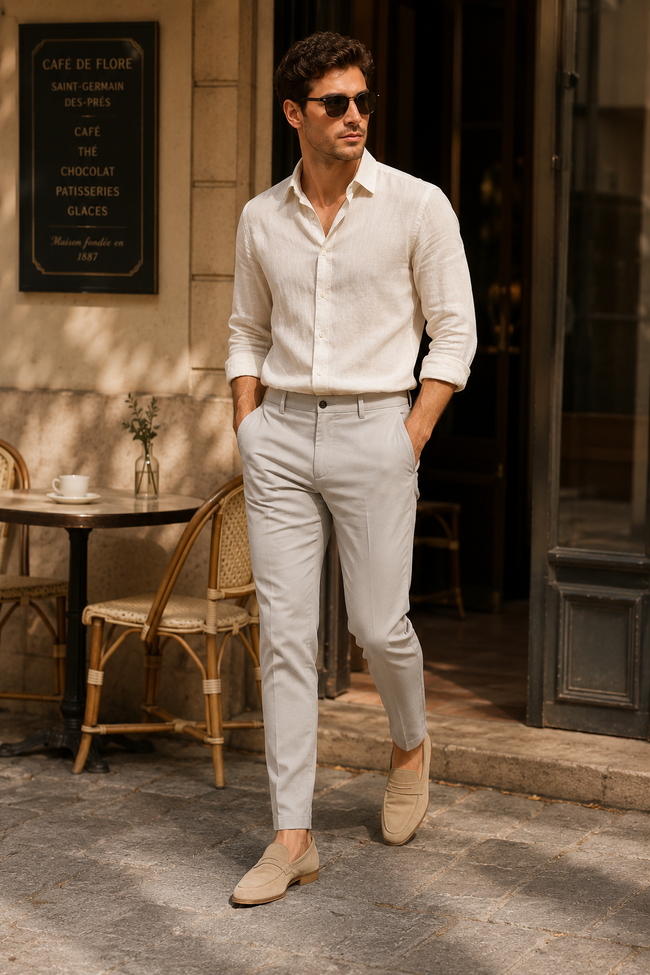 Men Beige Urban Formal Trousers