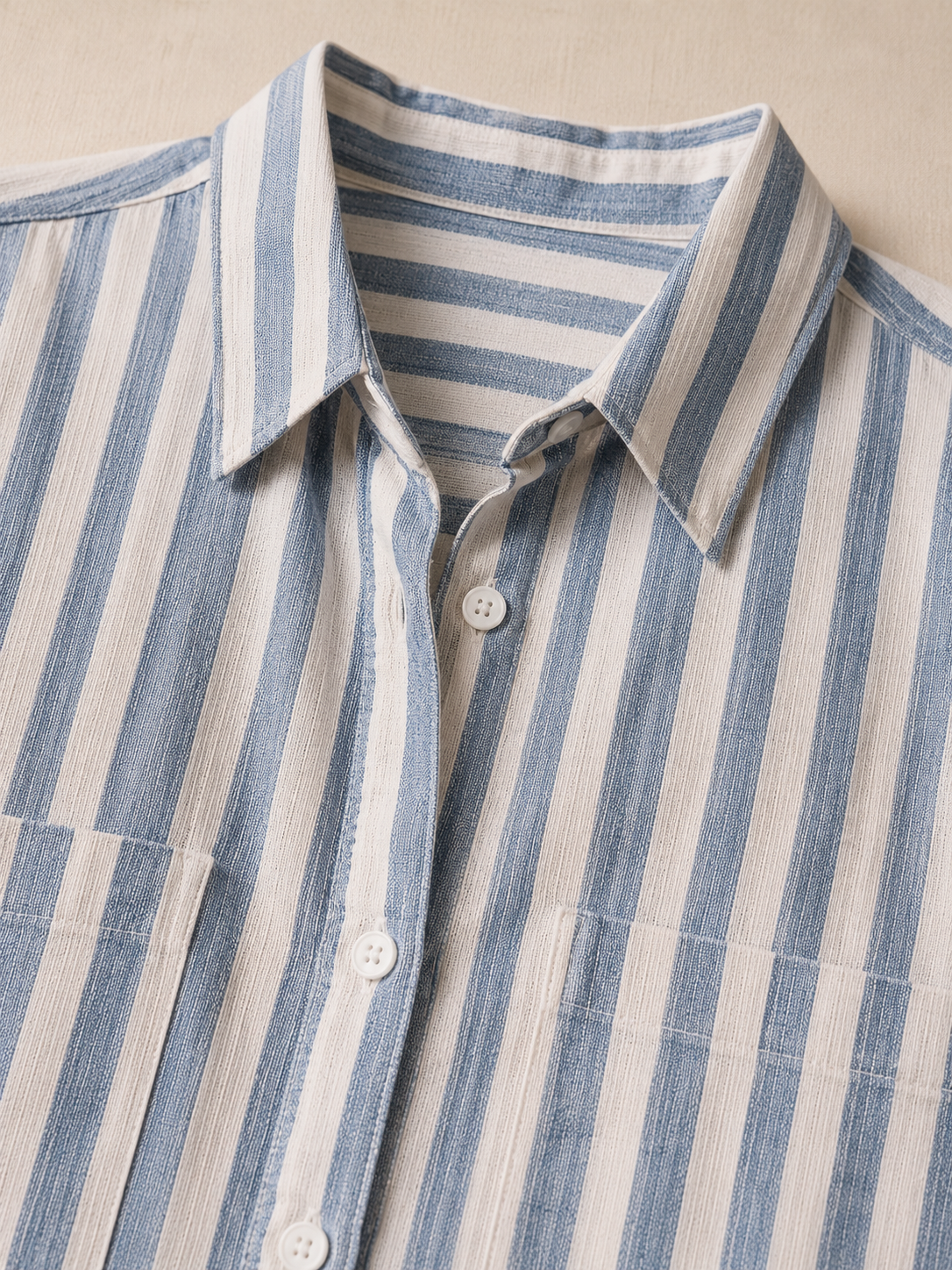 Women Blue & White Stripe Casual Shirt