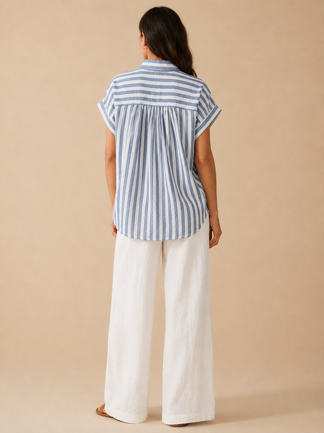 Women Blue & White Stripe Casual Shirt