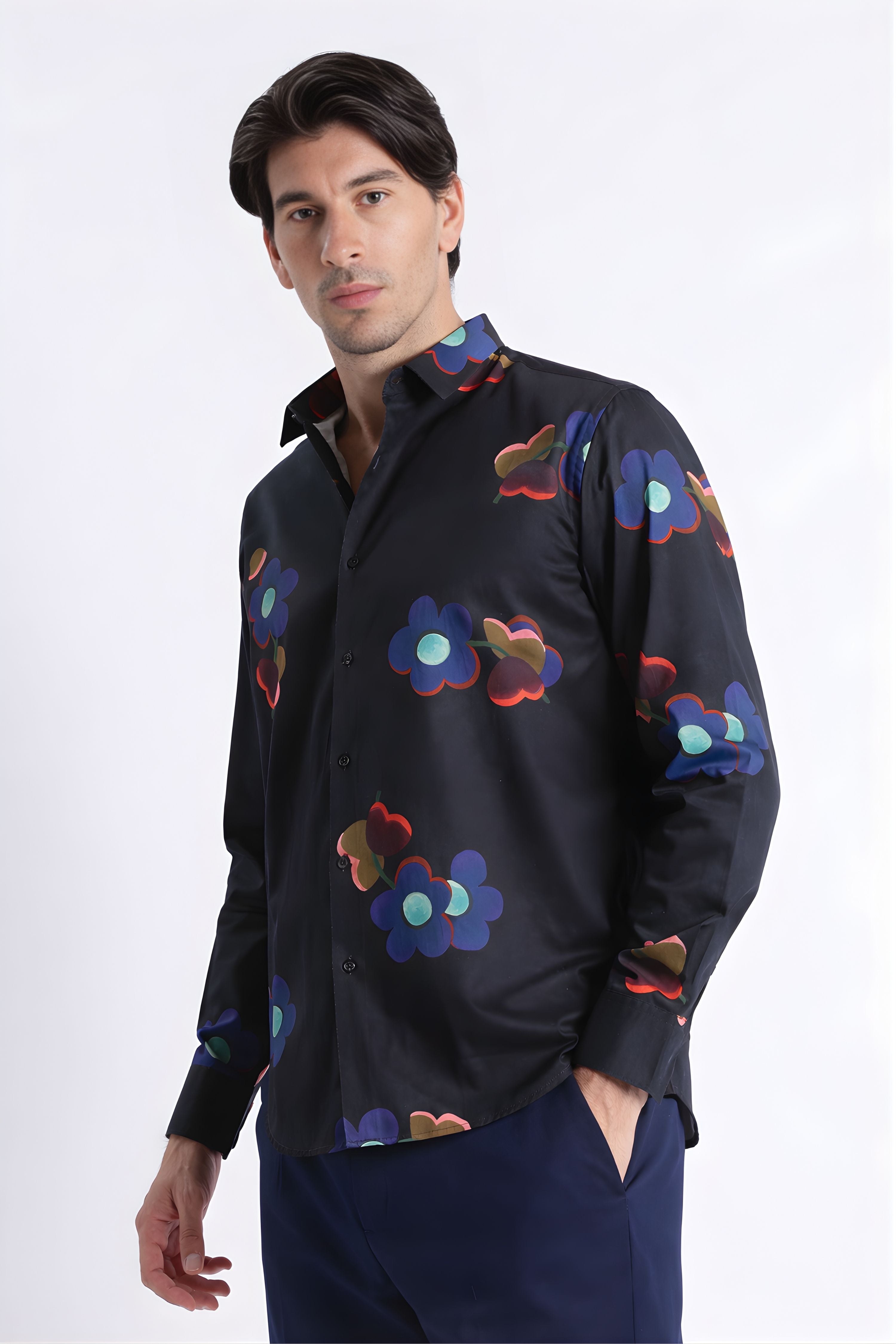Men Refined Floral Digital Print Shirt