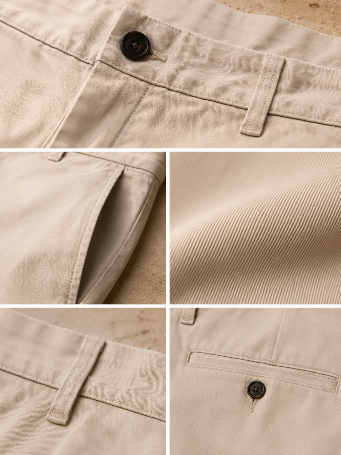 Men Cream Essential Chino Pants