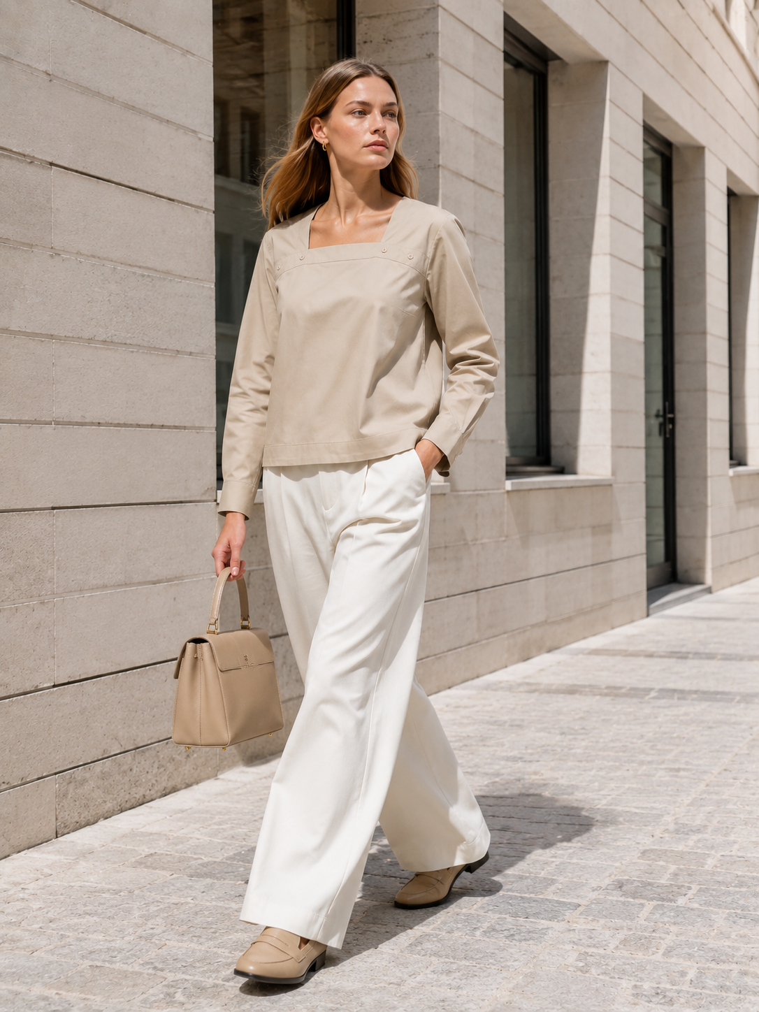 Women Minimal Square Neck Structured Top