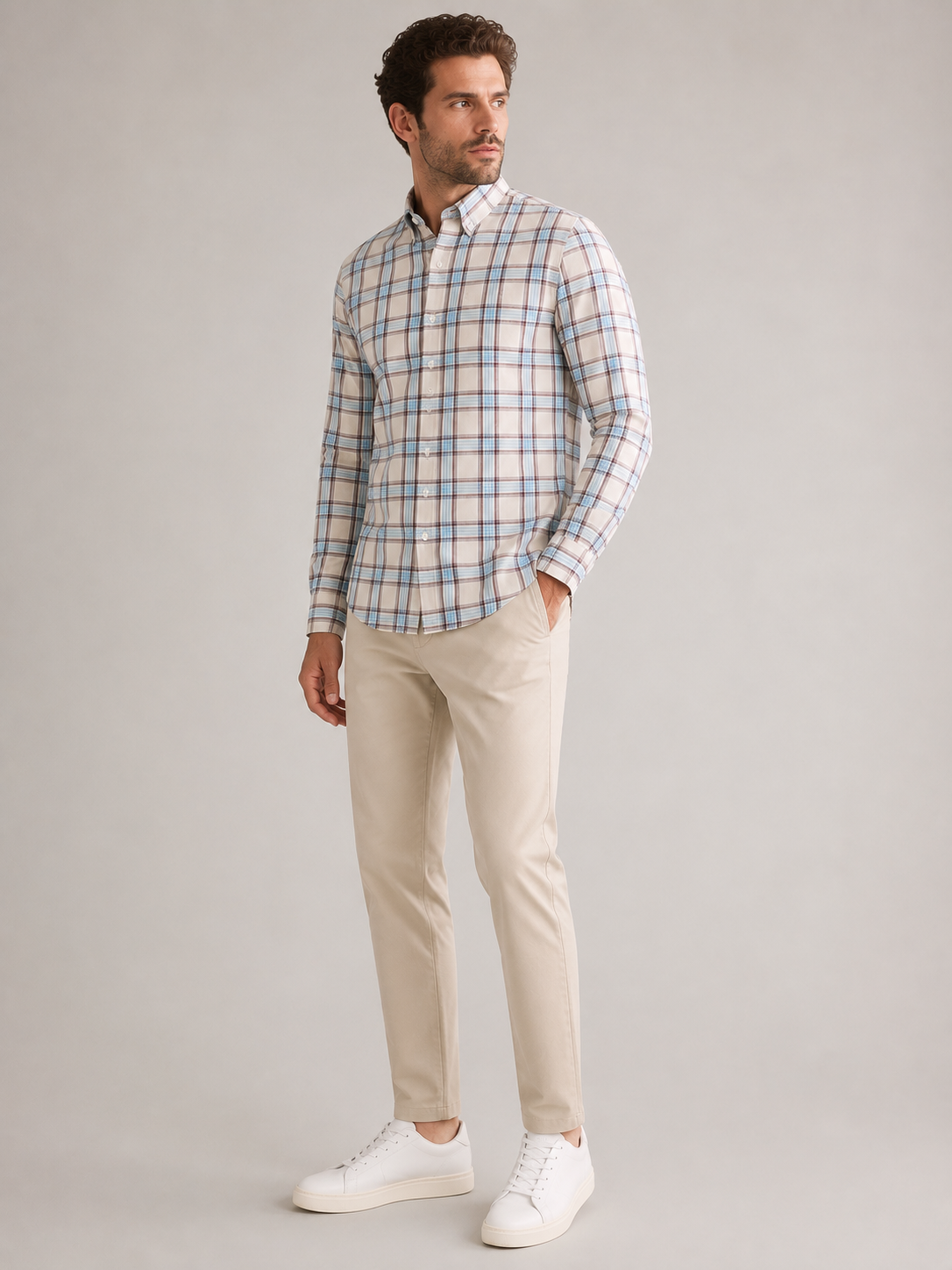 Men Multi Windowpane Check Shirt